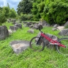 寺ヶ池公園で自転車トライアルの練習